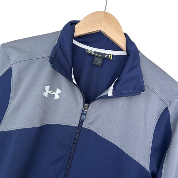Under Armour Navy Blue Gray Full Zip Sweatshirt Sz S - Picture 1 of 4